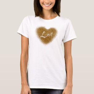 Haut de tank à paillettes dorées coeur LOVE Glamou