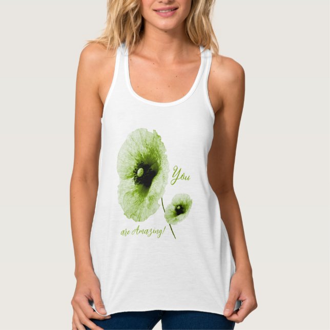 Haut de tank floral vert élégant pour femmes (Devant)
