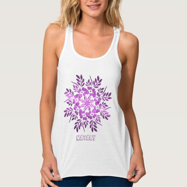 Haut de tank mandala violet floral (Devant)