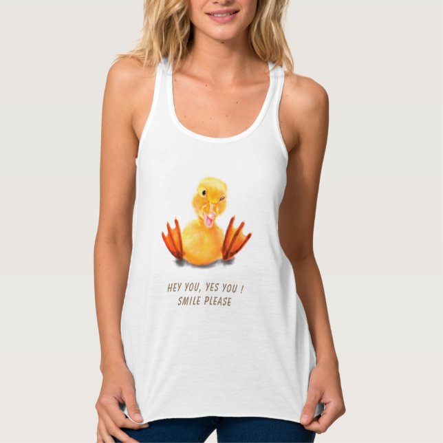 Haut de Tank Top avec Texte Accrocheur et Canard J (Devant)