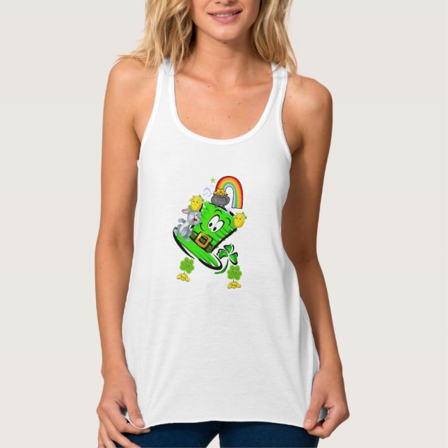 Haut de tank top lapin St. Patrick heureux (Devant)