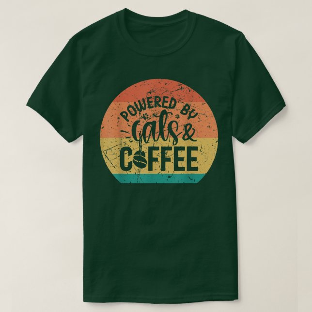 Haut décontracté Distressé Powered By Cats & Coffe (Design devant)
