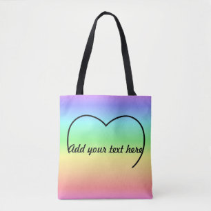 Haut d'un coeur sur un sac fourre-tout arc-en-ciel