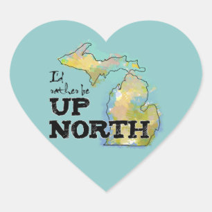 Haut North Michigan Colorful Heart Sticker