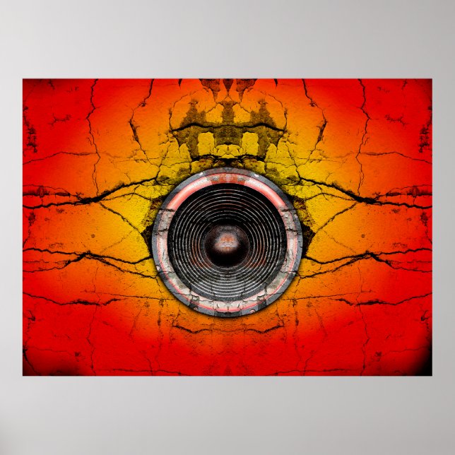 Haut-parleur de musique sur une affiche murale fis (Devant)