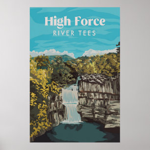Haute Cascade de la Rivière Tees Affiche de Voyage