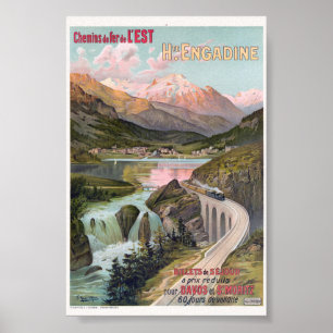 Haute Engadine Suisse Affiche Vintage 1910