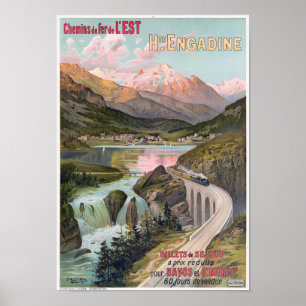 Haute-Engadine Suisse Poster vintage 1910