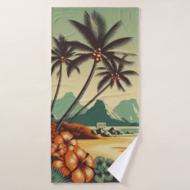 Hawaï vintage/tropical (Serviette de bain)