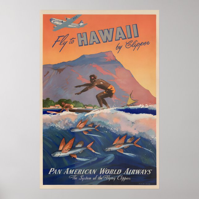 Hawaii - Affiche ancienne de Clipper Pan American (Devant)
