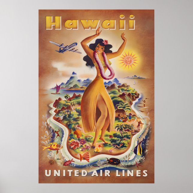 Hawaii - Affiche de voyage United (Devant)