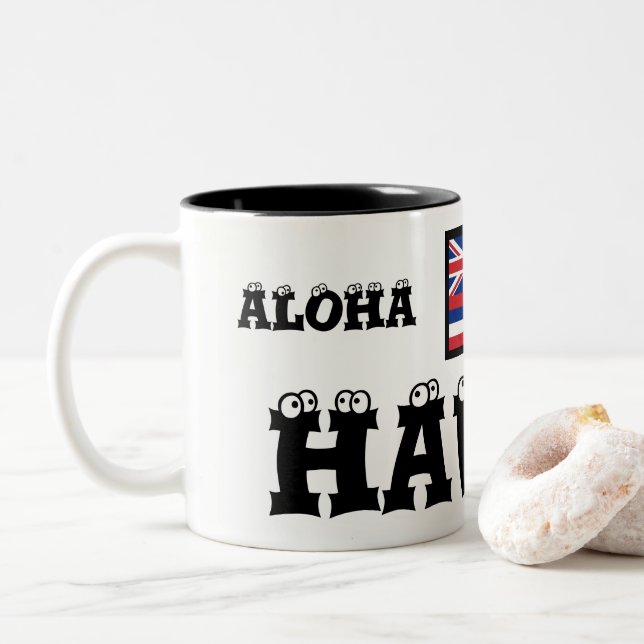 Hawaii Aloha Paradise Deux Tone Mug par Janz (Avec donut)
