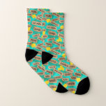 Hawaii Beach Wedding<br><div class="desc">Hawaii beach socks. Fantastiques novelty socks featuring the names of popular hawaiian islands and beaches. You can customise and change the background colour to suit your wedding colour scheme. Graphic print wooden signs, point you to your favourite hawaiian escape. Donc les objets fonctionnels tropical palm leaves et le yellow hibiscus...</div>