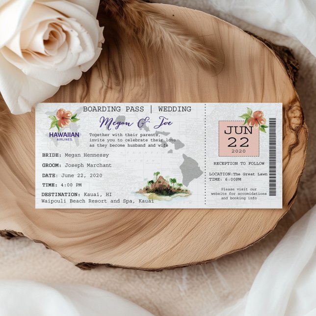 Hawaii Boarding Pass Billets Faire-part de mariage (Créateur téléchargé)