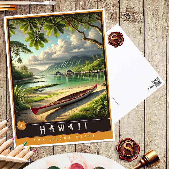 Hawaii | Carte postale État hyper-réaliste (Créateur téléchargé)