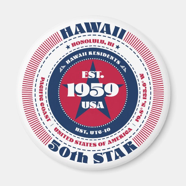 Hawaii Circle Typographie Souvenir Magnet (Devant)
