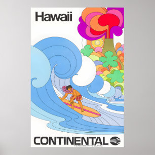 Hawaii - Continental - Affiche de voyage vintage