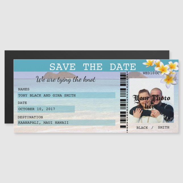 Hawaii Destination Wedding Save the Date Magnet (Devant / Derrière)