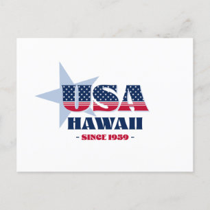 Hawaii en carte postale rouge, blanche et bleue