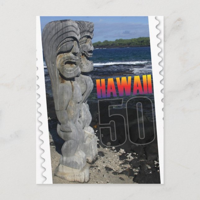 Hawaii État 50e anniversaire carte postale île (Devant)