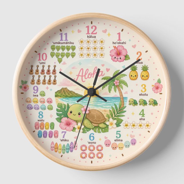 Hawaii Kawaii Honu horloge tropical mignon (Recto)