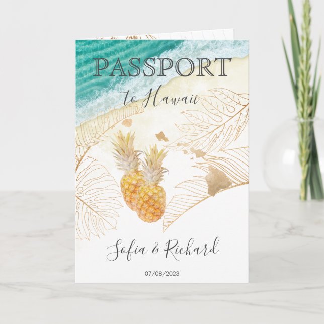 Hawaii Mariage Destination Passport Carte du monde (Devant)