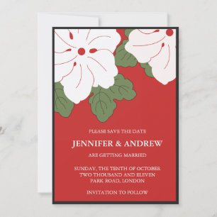 Hawaii Red Floral Enregistrer la date invitations