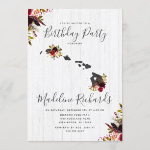 Hawaii State Rustic Birthday Party Invitation