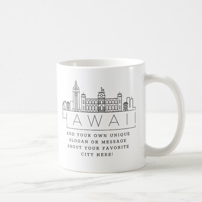 Hawaii Stylisé Skyline | Mug café Slogan personnal (Droite)