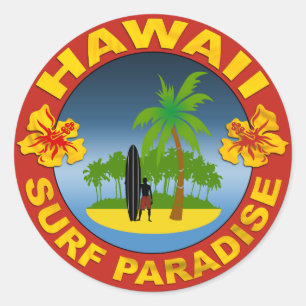 hawaii surf design sticker