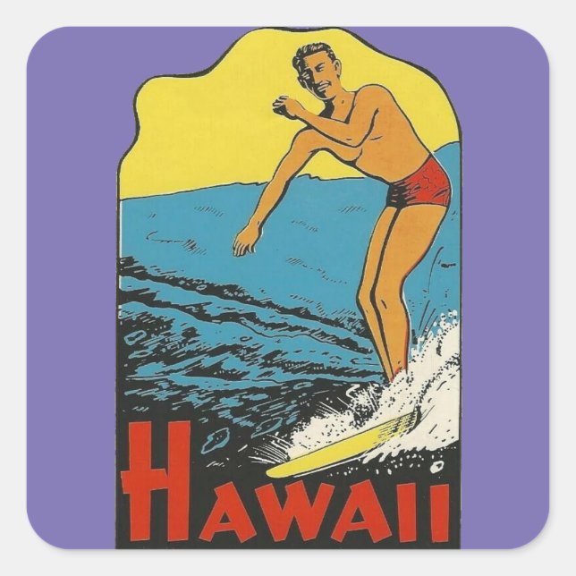 Hawaii Surfer - Stickers Voyage Style Vintage (Devant)