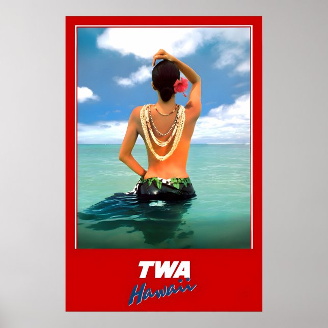 Hawaii TWA Trans World Airlines Affiche de voyage  (Devant)