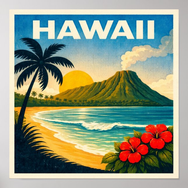 Hawaii Vintage Travel Poster (Devant)
