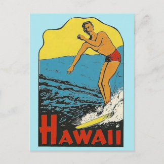 Hawaii Vintage voyage - Carte postale Surfer