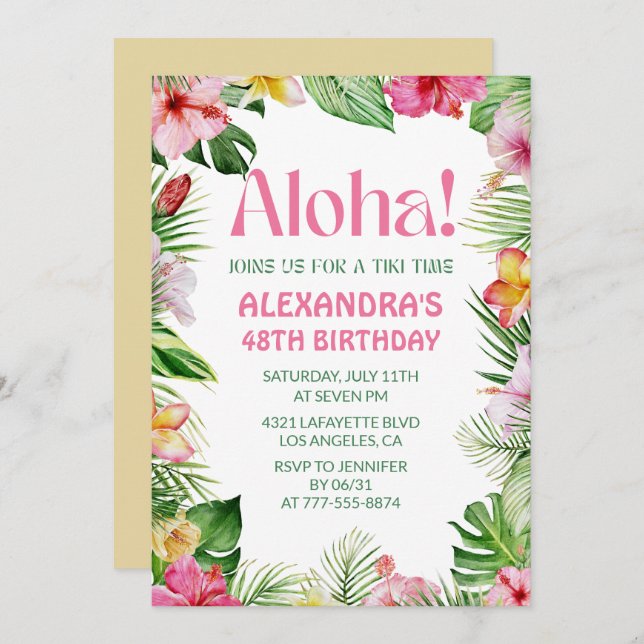 Hawaiian 48e anniversaire invitation Flore tropica (Devant / Derrière)