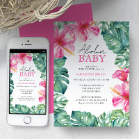Hawaiian Baby Shower Invitations Fleurs tropicales
