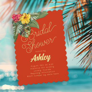 Hawaiian Flowers Bridal Shower Invitations