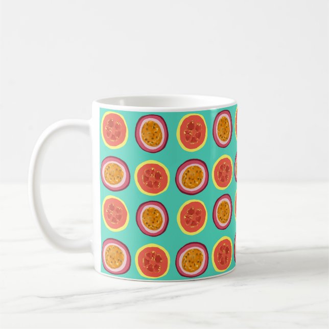 Hawaiian Guava and Lilikoi Pattern Mug Teal (Gauche)