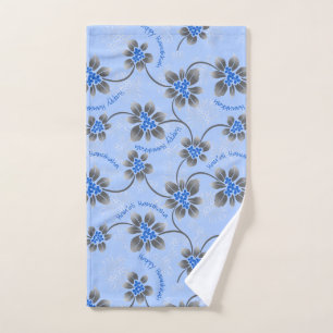 Hawaiian Holly Hanoukka Blue Floral