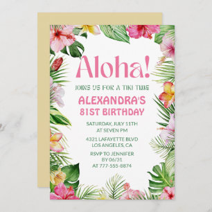 Hawaiian invitation 81e anniversaire Tropical Flor
