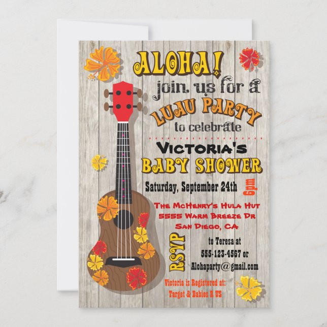 Hawaiian Luau Baby Shower Invitations (Devant)