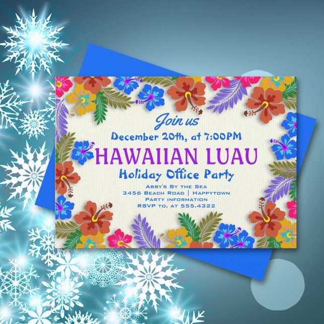 Hawaiian Luau Custom Party Hibiscus Invitations (Créateur téléchargé)