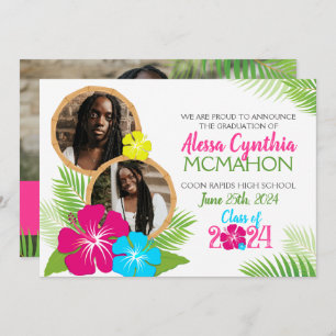 Hawaiian Luau Graduation 3 Faire-part photo