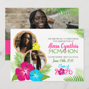 Hawaiian Luau Graduation 3 Faire-part photo