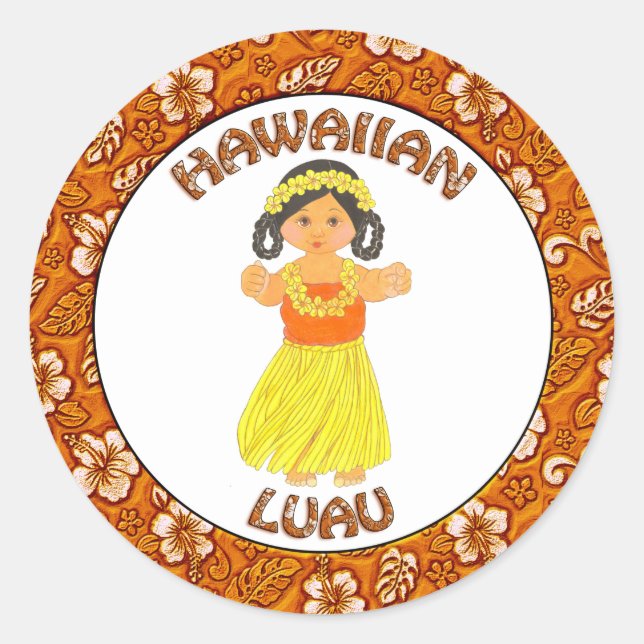 Hawaiian Luau ~ Hula Girl Stickers (Devant)