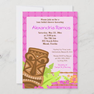 Hawaiian Luau Tiki Invitation de Fêtes des mariées