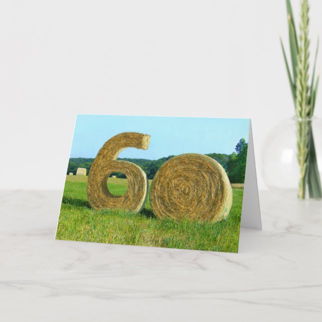 Hay ! Bonne 60ème !" Carte de voeux avec Hay Bales (Devant)