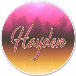 Hayden prénom nom autocollant sticker rose doré