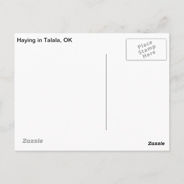 Haying in Talala, OK Carte postale (Dos)