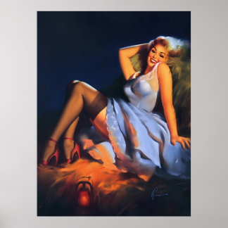 Haystack Playmate Vintage Pin Up Girl Poster
